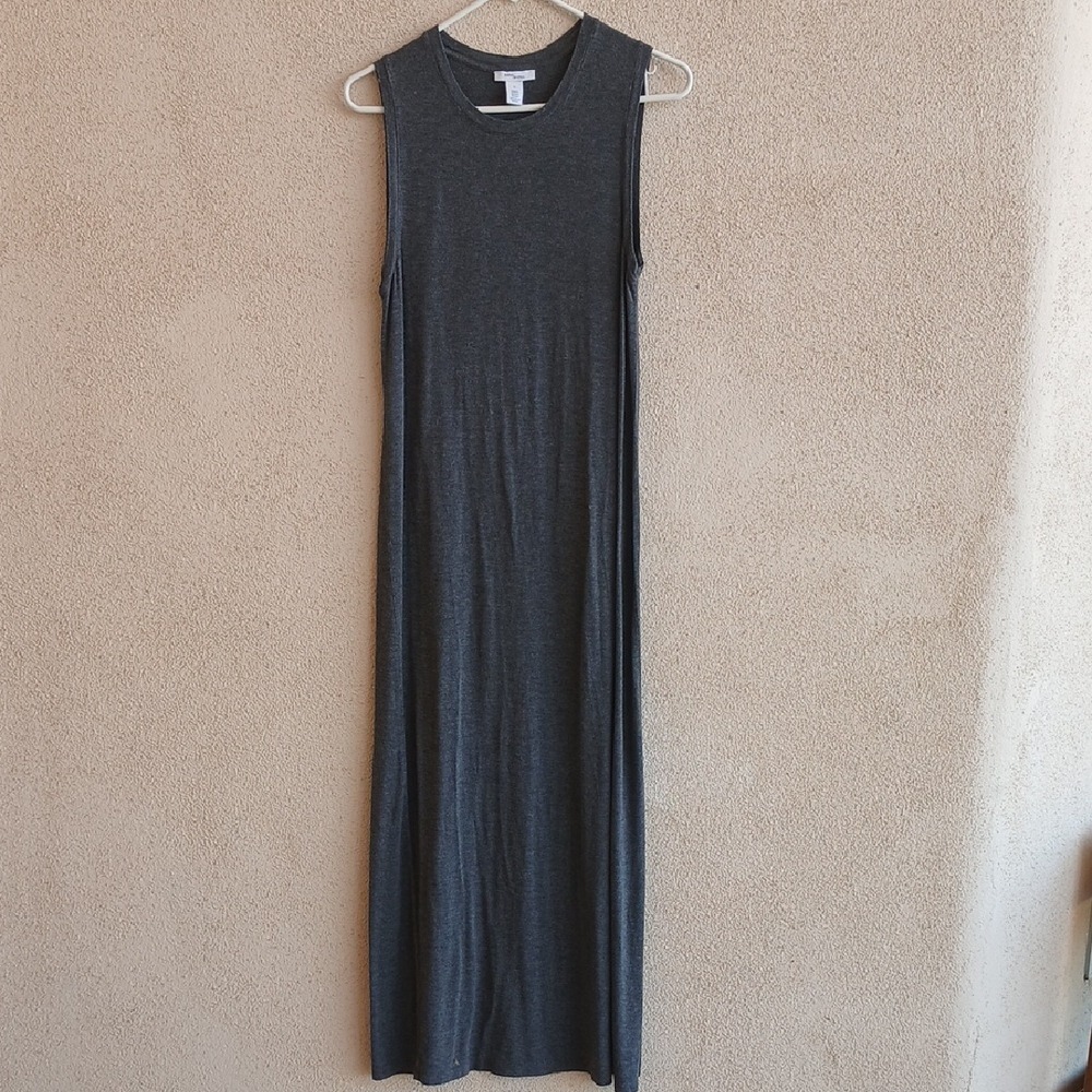 Daily Ritual Gray Mock Neck Sleeveless Sheath Maxi Dress